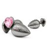 [This product does not support return, please do not purchase return guarantee service]CR-Heart-shaped Gun Color Metal Butt Plug Set Rose Red Base