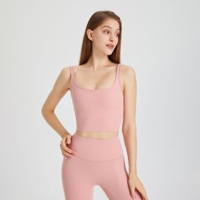 Outer Wear Sports Back Shaping Double-shoulder Strap Push Up Belly Contracting Yoga Clothes (Option: Peach Pink-S)