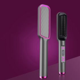 Multifunctional Anti-scald Negative Ion Straight Curling Comb (Option: Grey-AU-LCD model)