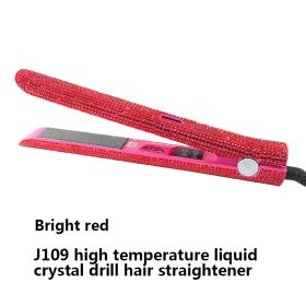 High Temperature Electric Splint For Diamond-Studded Hair Straightener (Option: Red-UK)