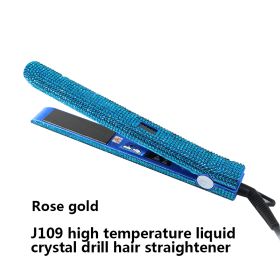 High Temperature Electric Splint For Diamond-Studded Hair Straightener (Option: Blue-UK)