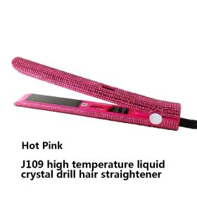 High Temperature Electric Splint For Diamond-Studded Hair Straightener (Option: Pink-UK)