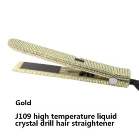 High Temperature Electric Splint For Diamond-Studded Hair Straightener (Option: Golden-UK)