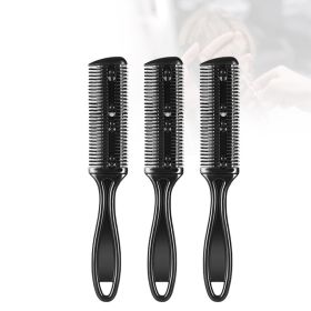 Bulk Black Double-Sided Hair Cutting Brush Bangs Hair Repairer Plastic Comb With Blade (Color: black)