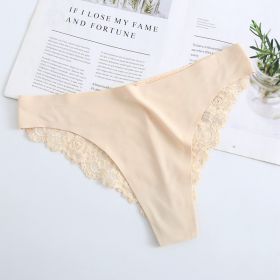 New Lady Sexy T-back Lace Underwear (Option: Skin Color-S)