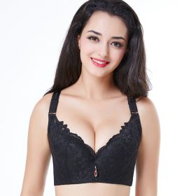 Adjustable Solid Color Lace Big Cup Thin Bra Women's Underwear (Option: Black-36 80C)