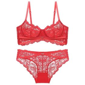 Thin Women's French-style Comfortable Small Sized Bra Underwear Suit (Option: Red-70B)