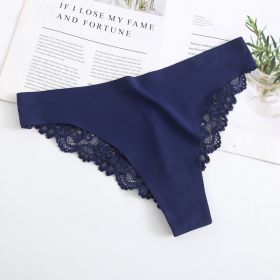 New Lady Sexy T-back Lace Underwear (Option: Navy Blue-S)