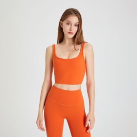 Outer Wear Sports Back Shaping Double-shoulder Strap Push Up Belly Contracting Yoga Clothes (Option: BV Orange-S)