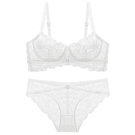 Thin Women's French-style Comfortable Small Sized Bra Underwear Suit (Option: White-70B)