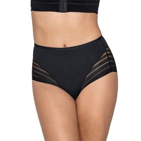 High Waist Ice Silk Breathable Belly Extraction Hip-lifting Striped Cotton Crotch Women's Underwear (Option: Black-M)