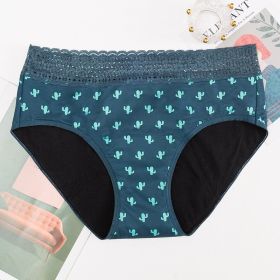 Leak-proof Large Size Four-layer Physiological Underwear (Option: Cactus Print-M)