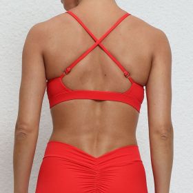 Brushed Sports Underwear Women's Cross Sports Bra (Option: Red-M)