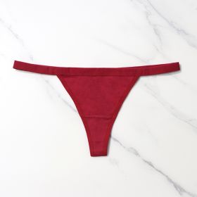 Women's Cotton T-shaped Knitted Underwear (Option: Burgundy-M)