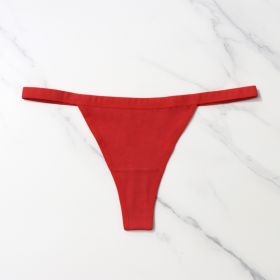 Women's Cotton T-shaped Knitted Underwear (Option: Red-M)