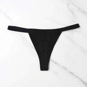 Women's Cotton T-shaped Knitted Underwear (Option: Black-M)