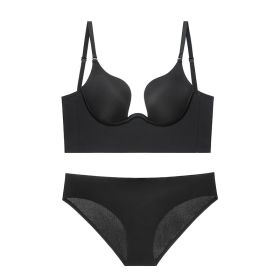 Back Beauty Non-trace Bra Suit (Option: Black Suit-70B)