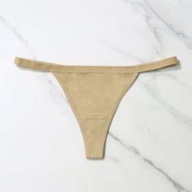 Women's Cotton T-shaped Knitted Underwear (Option: Apricot-M)