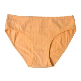 Cotton Mid Waist Women's Underwear Plus Size Cotton Women's Briefs (Option: Apricot-L)