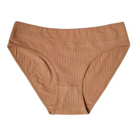 Cotton Mid Waist Women's Underwear Plus Size Cotton Women's Briefs (Option: Camel-L)