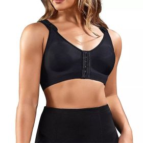 Women's Wireless Push-up Front Buckle Sports Bra (Option: Black-M)