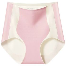 Women's Traceless Ice Silk High Waist Tight Pants (Option: Bean Pink-L)