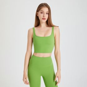 Outer Wear Sports Back Shaping Double-shoulder Strap Push Up Belly Contracting Yoga Clothes (Option: Apple Green-S)