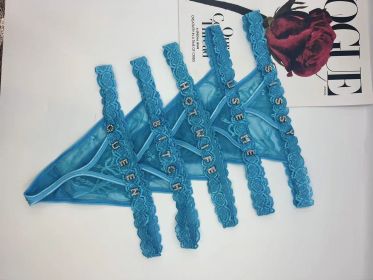 Women's Letter Diamond Embroidered Love Thong (Option: Sky Blue-One size)