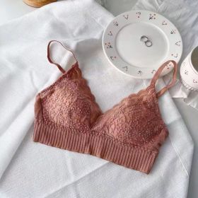 French Style Nude Feel Lace Triangle Cup Underwear Women's Bra (Option: Orange-3475AB)