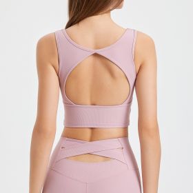 Beauty Back One-piece Sports Underwear Running Quick-drying Shockproof Fitness Vest (Option: Cow's Milk Rose Pink-M)