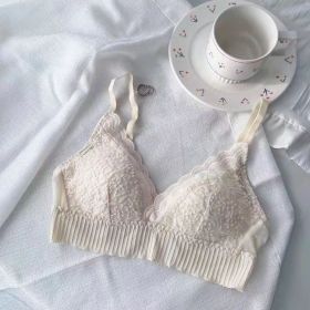 French Style Nude Feel Lace Triangle Cup Underwear Women's Bra (Option: Champagne White-3475AB)